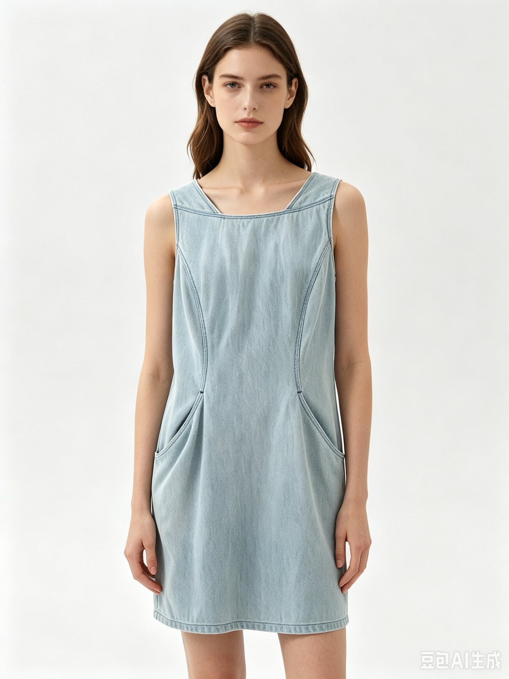 Theyskens' TheoryLight Blue Sleeveless Denim Shift Dress